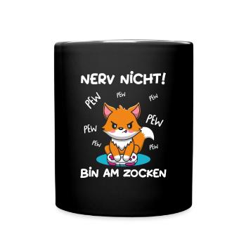 Bin am Zocken Gaming Fuchs - Tasse einfarbig - Schwarz - Vorne