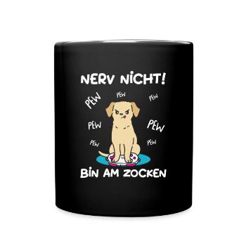 Bin am Zocken Gaming Labrador Hund - Tasse einfarbig - Schwarz - Vorne