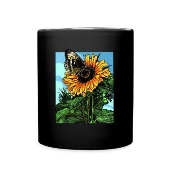 Cadeau papillon tournesol - Mug uni - noir - Devant