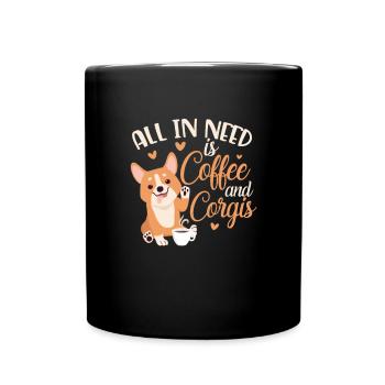 Corgi Kaffee - Tasse einfarbig - Schwarz - Vorne
