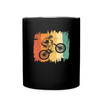 Radfahrer Mountainbike - Retro Style - Tasse einfarbig - Schwarz - Vorne