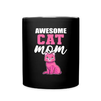 Awesome Cat Mom Hauskatze Miezekatze Kätzchen - Tasse einfarbig - Schwarz - Vorne