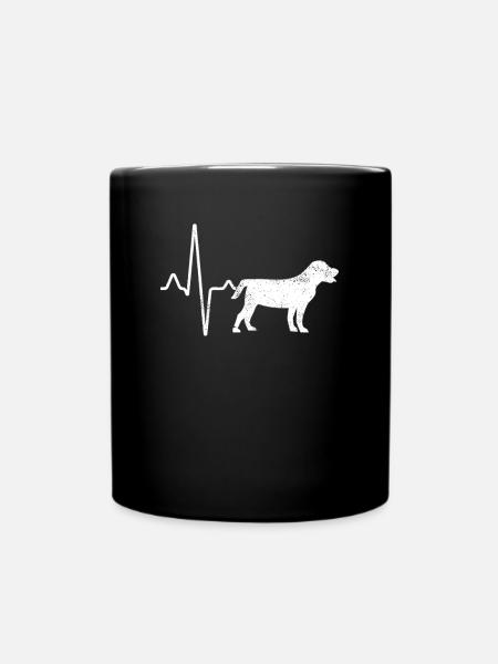 Hund Herzschlag - Tasse einfarbig - Schwarz