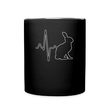 Rabbit Heartbeat - Full Colour Mug - black - Front