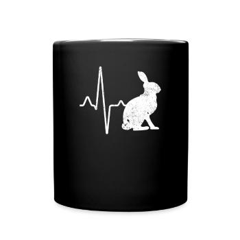 Rabbit Heartbeat - Full Colour Mug - black - Front