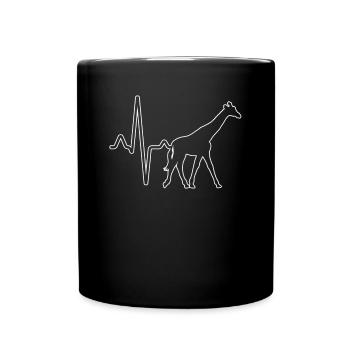 Giraffe Herzschlag - Tasse einfarbig - Schwarz - Vorne