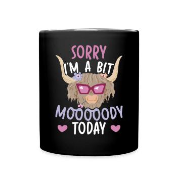 Ich bin heute ein bisschen launisch Scottist Highland Cow Lover - Tasse einfarbig - Schwarz - Vorne