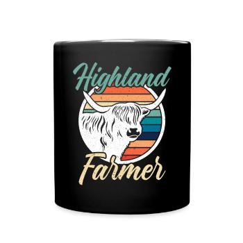 Highland Farmer Cow Whisperer Cow Farming Farm - Full Colour Mug - black - Front