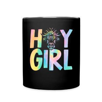 Hay Girl Highland Farmer Vache Chuchoteur Vache Élevage - Mug uni - noir - Devant