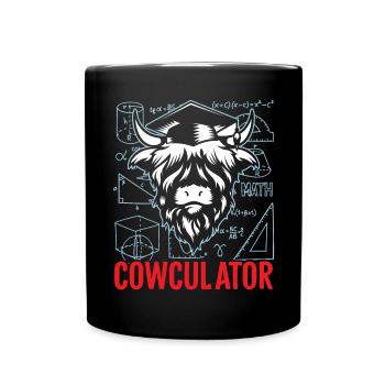 Cowculator Highland Farmer Cow Whisperer Math - Full Colour Mug - black - Front