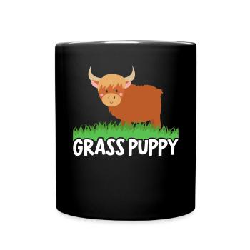 Grass Puppy Highland Farmer Cow Whisperer Farm - Full Colour Mug - black - Front