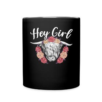 Hay Girl Highland Farmer Vache Chuchoteur Vache Élevage - Mug uni - noir - Devant