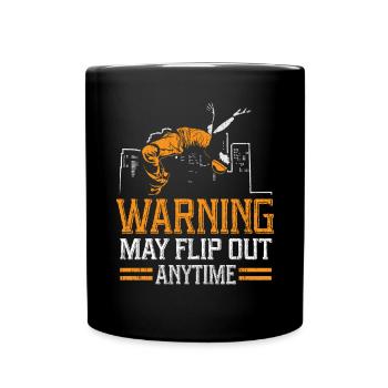 Die Warnung kann jederzeit ausflippen Parkour Traceur - Tasse einfarbig - Schwarz - Vorne