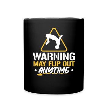 Die Warnung kann jederzeit ausflippen Parkour Traceur - Tasse einfarbig - Schwarz - Vorne