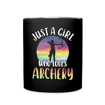 Just A Girl Who Loves Archery Cute Archery Lover - Full Colour Mug - black - Front