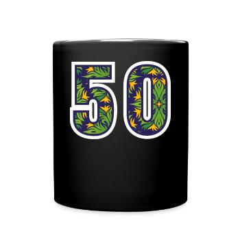 50 Zahl Grün - Tasse einfarbig - Schwarz - Vorne