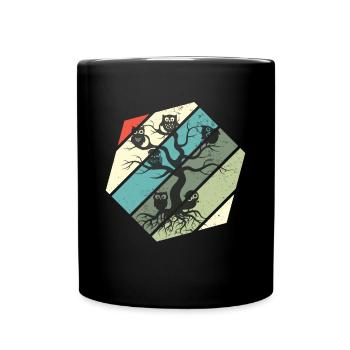Eule Stammbaum Nachtaktiv Eulen - Tasse einfarbig - Schwarz - Vorne