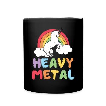 Unicorn Heavy Metal Unicorn Rainbow - Full Colour Mug - black - Front