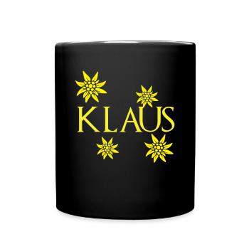 Klaus Edelweiß Alpen Wandern Berge Schnee - Tasse einfarbig - Schwarz - Vorne