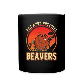 Just a Boy who loves Beavers Biber - Tasse einfarbig - Schwarz - Vorne