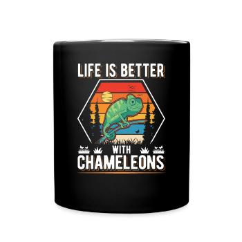 La vie est meilleure avec Chameleons Chameleon - Mug uni - noir - Devant