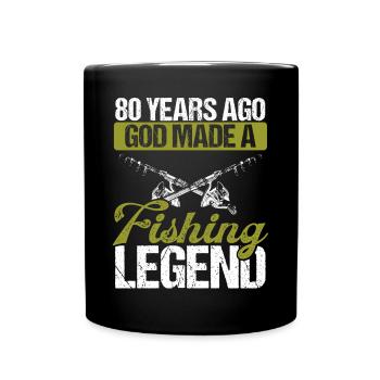 80 Year Old Fishing Legend Rod 80 Fisherman - Full Colour Mug - black - Front