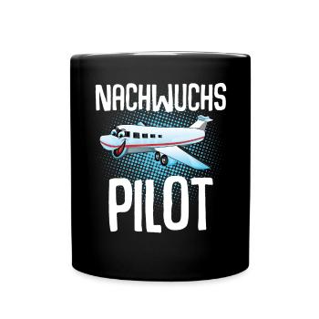 Pilot Kinder Nachwuchs - Tasse einfarbig - Schwarz - Vorne