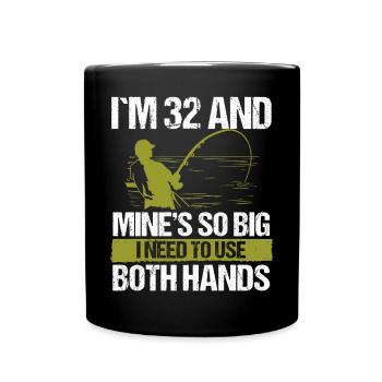 Leurre de pêche de 32 ans Canne de pêcheur Drôle 32 - Mug uni - noir - Devant