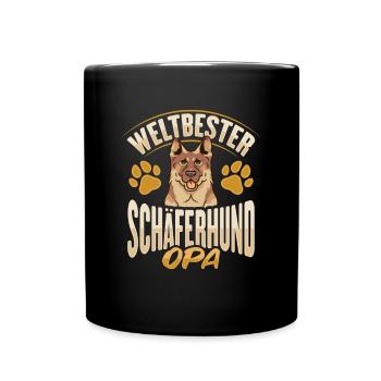 Weltbester Labrador Opa Design n Schäferhund Opa - Tasse einfarbig - Schwarz - Vorne