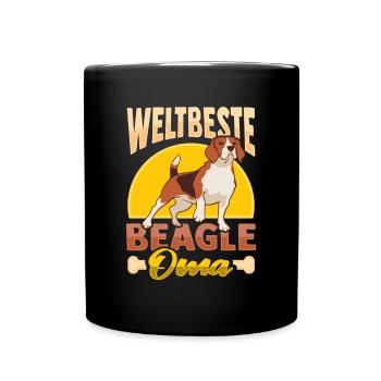 Weltbeste Beagle Oma Design Hundehalter Oma - Tasse einfarbig - Schwarz - Vorne