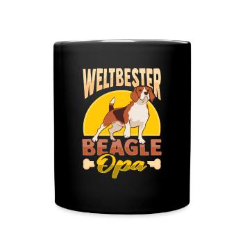 Weltbester Beagle Opa Design n Beagle Opa - Tasse einfarbig - Schwarz - Vorne