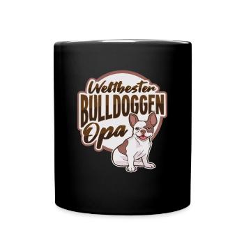 Weltbester Bulldoggen Opa Design n Bulldoggen Opa - Tasse einfarbig - Schwarz - Vorne