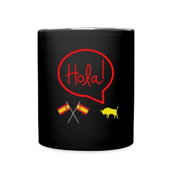 HOLA Taureau Bonjour Espagne été vacances - Mug uni - noir - Devant