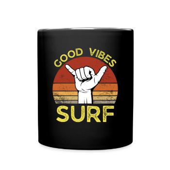 GOOD VIBES SURF SUNSET RETRO VINTAGE - Mug uni - noir - Devant