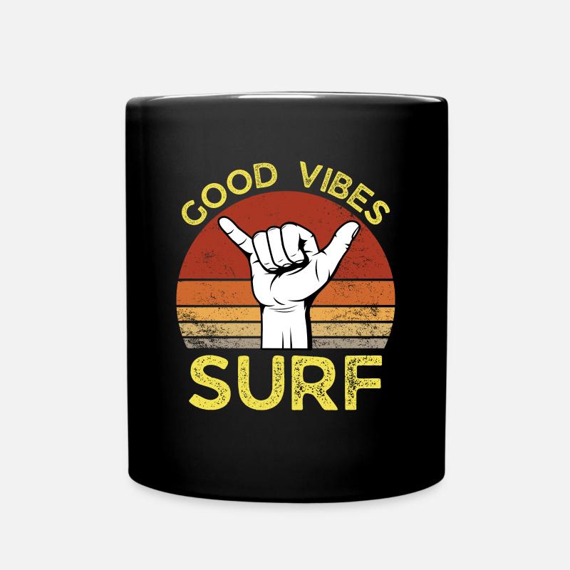 GOOD VIBES SURF SUNSET RETRO VINTAGE - Mug uni - noir