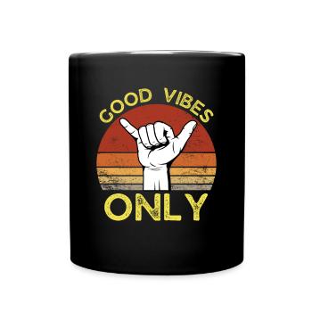 GOOD VIBES ONLY SUNSET RETRO VINTAGE SURF - Mug uni - noir - Devant