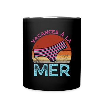 vacances à la mer rétro vintage - Mug uni - noir - Devant