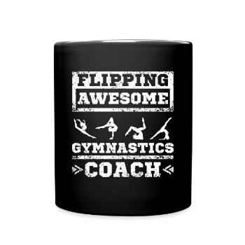 Flipping awesom gymnastics coach - Full Colour Mug - black - Front