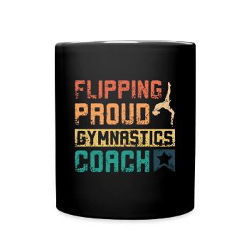 Flipping proud gymnastics coach - Full Colour Mug - black - Front
