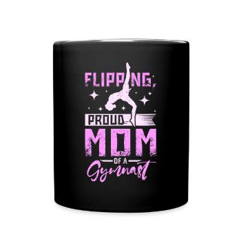 Retourner fière maman d’une gymnaste - Mug uni - noir - Devant