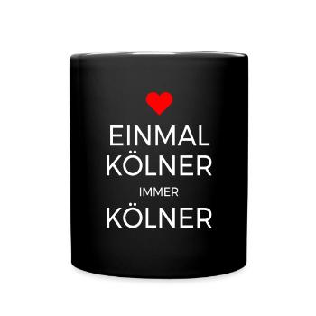 Köln Einmal Kölner Immer Kölner Karneval Kölsch - Tasse einfarbig - Schwarz - Vorne