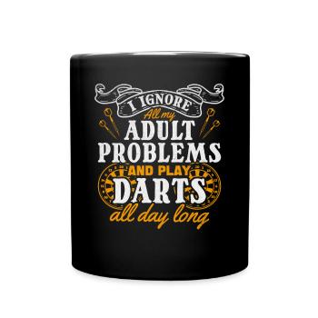 Dartspiel Ich ignoriere alle meine Probleme mit - Tasse einfarbig - Schwarz - Vorne