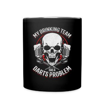 Mein Trinkteam hat ein Dartproblem Dartspieler - Tasse einfarbig - Schwarz - Vorne