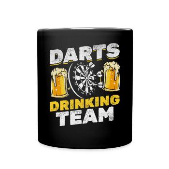 Darts Trinkteam Lustiger Dartspieler - Tasse einfarbig - Schwarz - Vorne