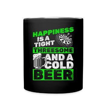 Happiness is a close threesome and a cold one - Full Colour Mug - black - Front
