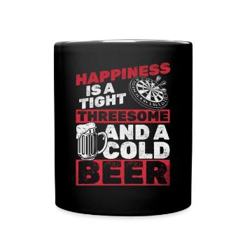 Happiness is a close threesome and a cold beer - Full Colour Mug - black - Front
