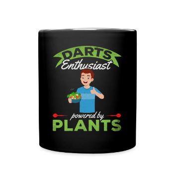Passionné de fléchettes propulsé par des plantes végétaliennes - Mug uni - noir - Devant