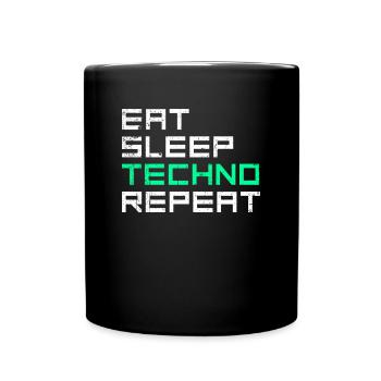 manger du sommeil techno répéter - Mug uni - noir - Devant