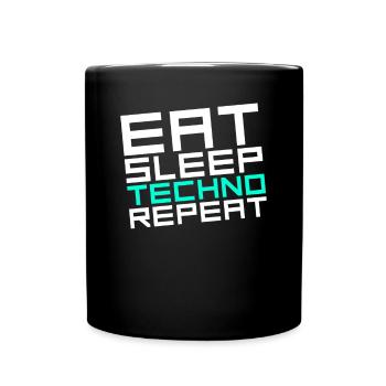 manger du sommeil techno répéter - Mug uni - noir - Devant