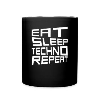 manger du sommeil techno répéter - Mug uni - noir - Devant